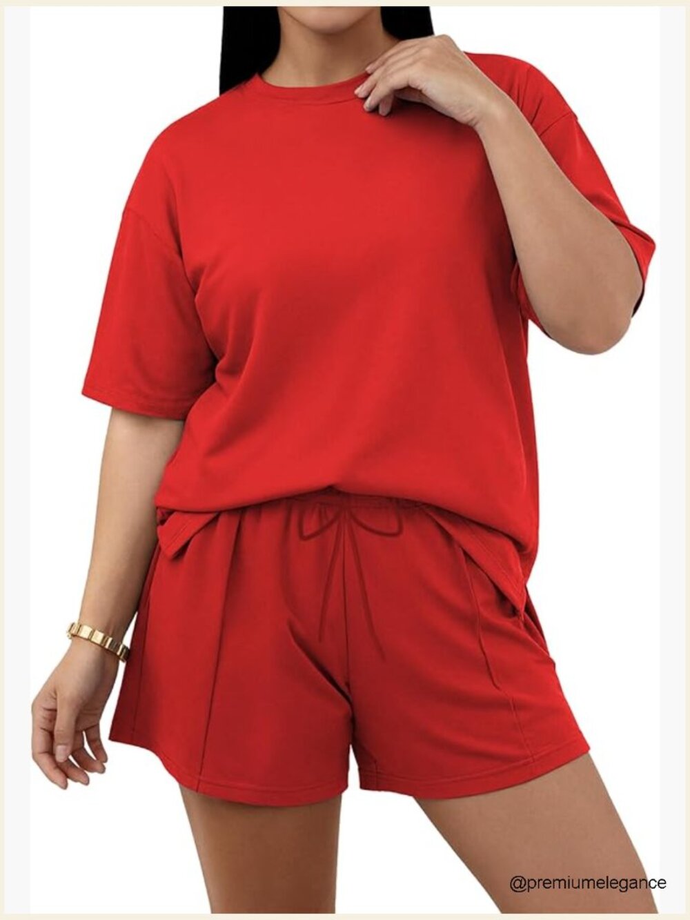 Plus Size 2 Piece Lounge Set Sweatsuit Short Sleeve Tracksuit with Pockets